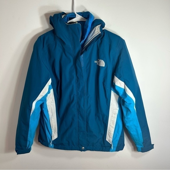 North Face 3 in 1 Hyvent Winter Jacket Medium Blue Women’s Hood Full Zip - Picture 3 of 14